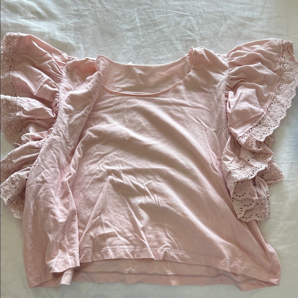 LoveShackFancy Pink Short Sleeve Top